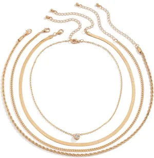 Twisted Rope Chain Stacked Necklaces Long, Snake Link Chain 4 Layered Womens Layered Necklaces Gold