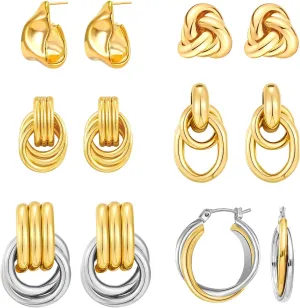 Two Tone Drop Dangle Earrings - Gold Silver Plated Hoop Huggie Earrings for Women - Trendy Jewelry