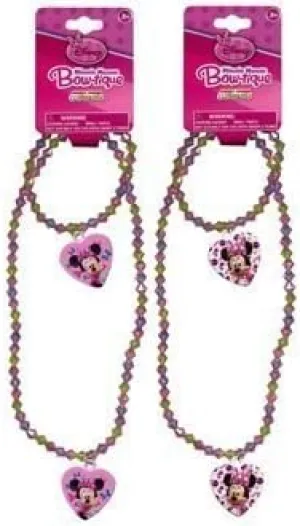 UPD Minnie Mouse Necklace and Bracelet Set (1 Pink Set   1 Purple Set)