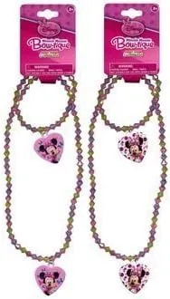 UPD Minnie Mouse Necklace and Bracelet Set (1 Pink Set   1 Purple Set)
