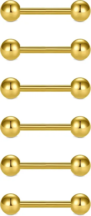 VCMART 12mm-18mm 14G Tongue Rings Nipple Straight Barbells Surgical Steel Body Piercing Jewelry