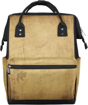 Vintage Letterhead Diaper Bag Tote Large Capacity Waterproof with Adjustable Shoulder Strap and Pram Straps Mommy Bag for Hospital Beach Weekender Travel