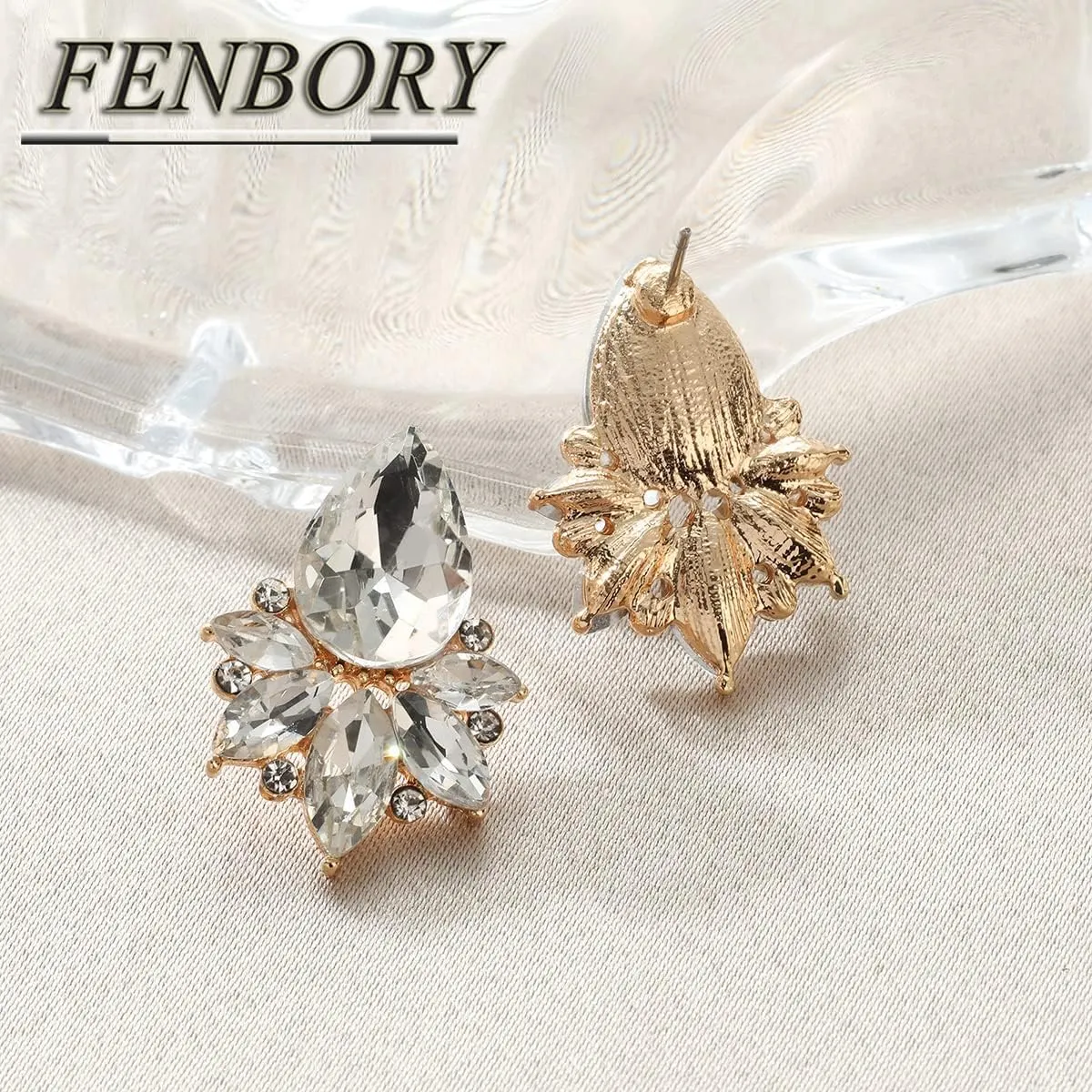 Vintage Rhinestone Earrings Fancy Crystal Cluster Drop Earrings Art Deco Earrings for Women