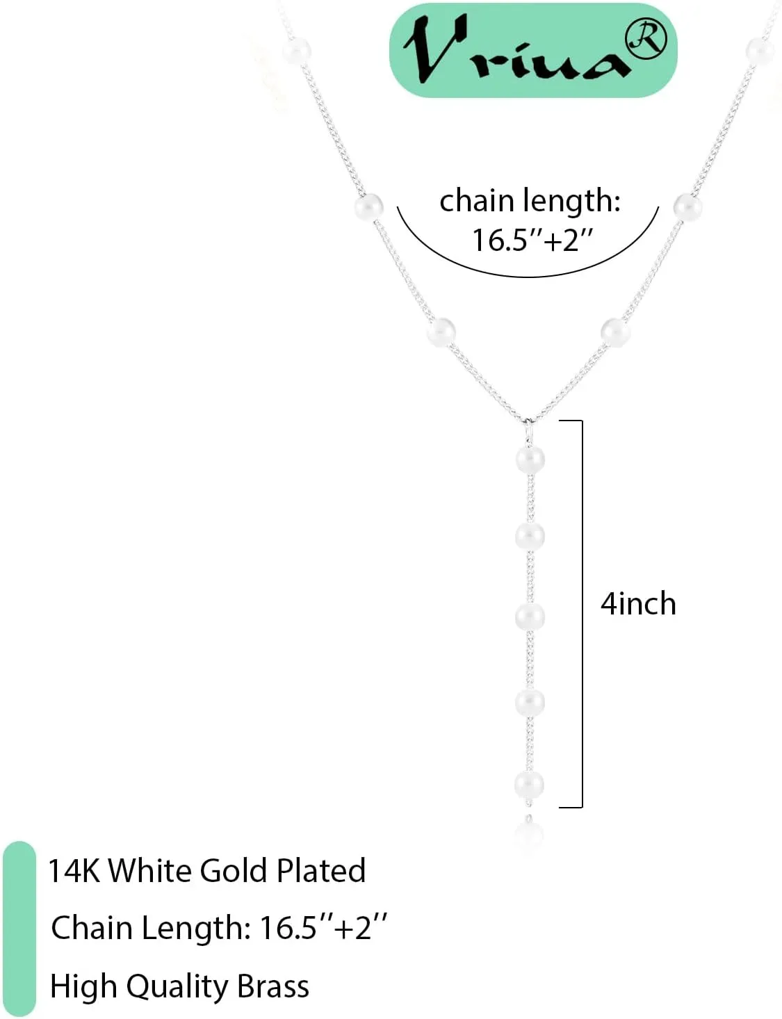 VRIUA Pearl Necklaces for Women - 14k Gold Plated Dainty Gold Pearl Necklace Simple Everyday Minimalist Necklaces for Women
