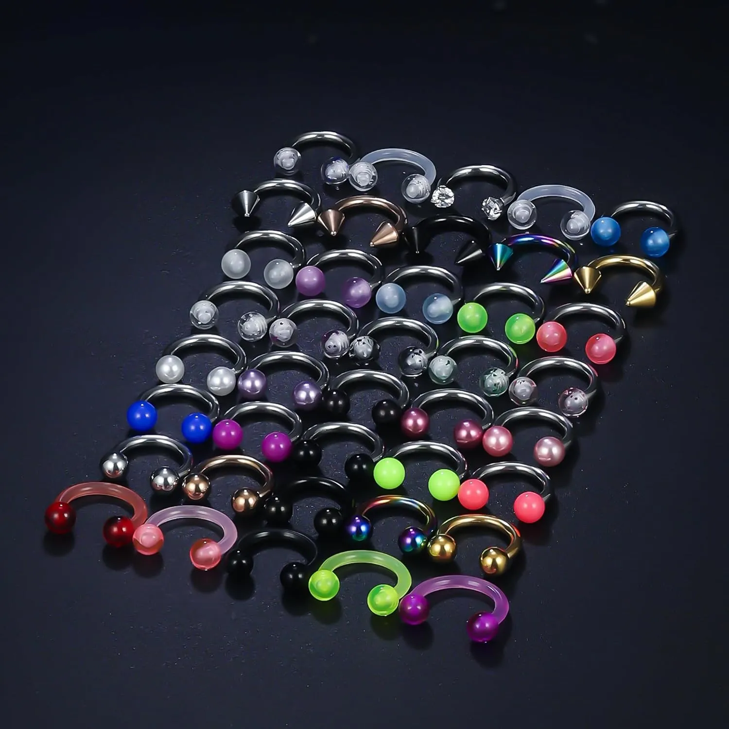 Vsnnsns 14G 16G 18G Septum Rings Piercing Jewelry 316L Stainless Surgical Steel Horseshoe Septum Nose Rings Snake Bite Lip Ring Daith Rook Earrings Smiley Piercing Jewelry for Women Men 8MM 10MM 12MM