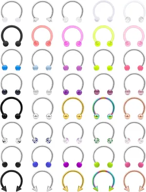 Vsnnsns 14G 16G 18G Septum Rings Piercing Jewelry 316L Stainless Surgical Steel Horseshoe Septum Nose Rings Snake Bite Lip Ring Daith Rook Earrings Smiley Piercing Jewelry for Women Men 8MM 10MM 12MM