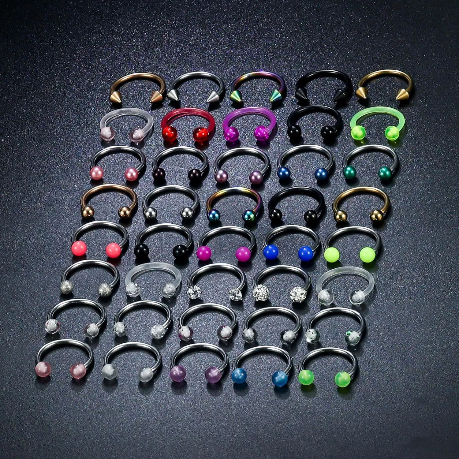 Vsnnsns 14G 16G 18G Septum Rings Piercing Jewelry 316L Stainless Surgical Steel Horseshoe Septum Nose Rings Snake Bite Lip Ring Daith Rook Earrings Smiley Piercing Jewelry for Women Men 8MM 10MM 12MM