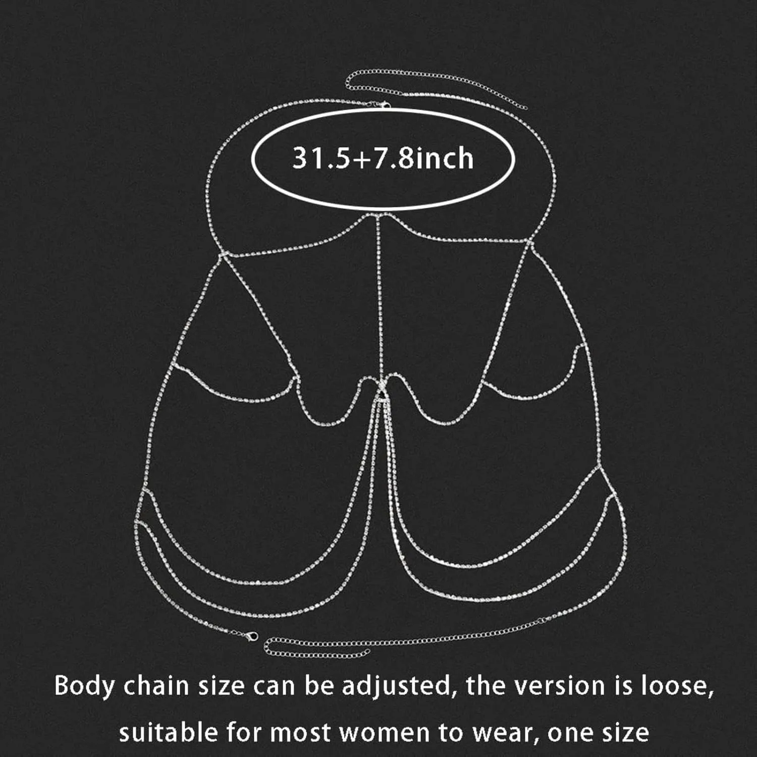 Waist Beads Multi-Layer Bikini Chest Chain Nightclub Shiny Rhinestone Body Chain