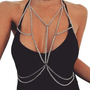 Waist Beads Multi-Layer Bikini Chest Chain Nightclub Shiny Rhinestone Body Chain