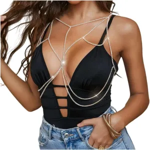 Waist Beads Multi-Layer Bikini Chest Chain Nightclub Shiny Rhinestone Body Chain