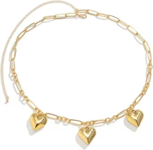 Waist Chains Gothic, Pendant Heart Adjustable Womens Waist Chain, Silver/Gold Body Chains Bikini