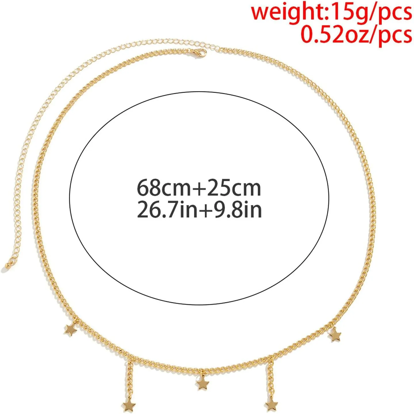 Waist Chains zilver Goud Womens Body Chains with Tassel Stars Women Belly Chain 93CM