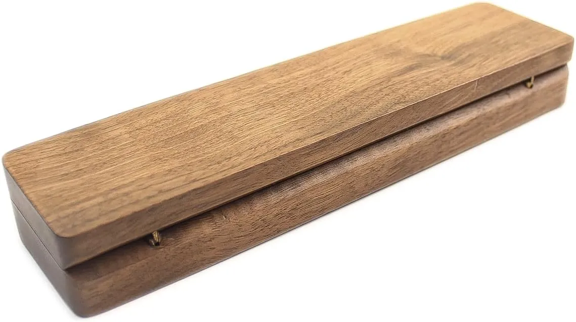 Walnut Wooden Long Rectangular Necklace Gift Box Storage Case Jewelry Display Box for Anniversary Propose Christmas