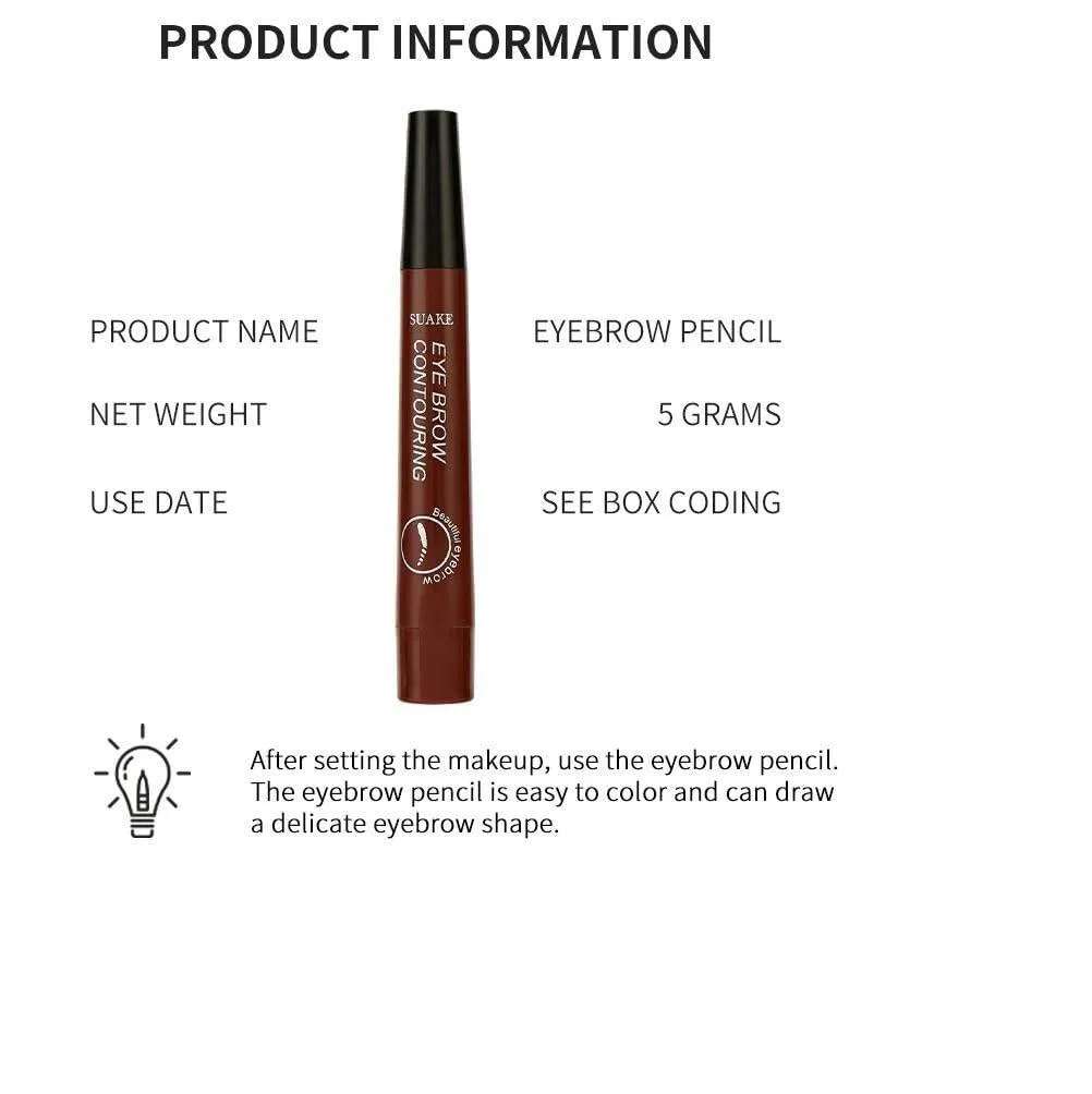 Waterproof 4 Points Long Lasting Eyebrow Pen (Black)