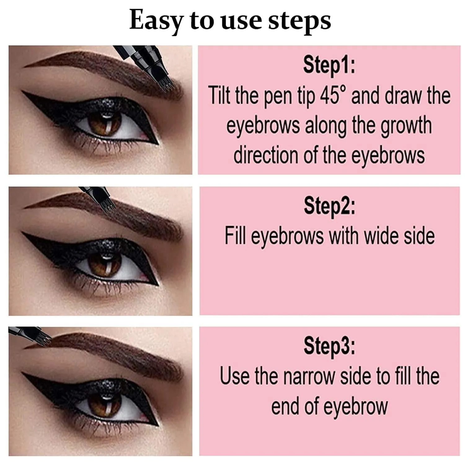 Waterproof 4 Points Long Lasting Eyebrow Pen (Black)