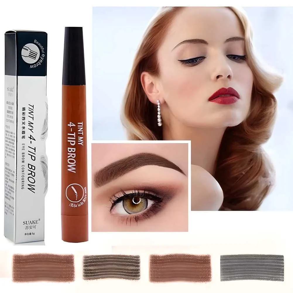 Waterproof 4 Points Long Lasting Eyebrow Pen (Black)