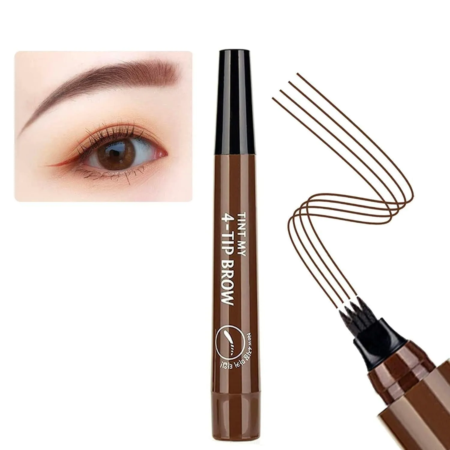 Waterproof 4 Points Long Lasting Eyebrow Pen (Black)