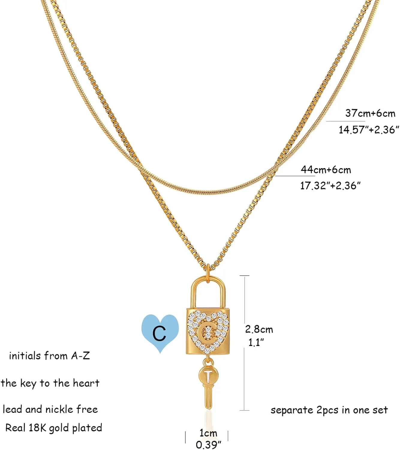 Wellike Necklaces for Women Gold Necklace for Women Initial Necklaces Custom 2pcs Layered Necklaces 18K Gold Jewelry Dainty Necklace Stainless Steel Chain Choker Necklace for Women