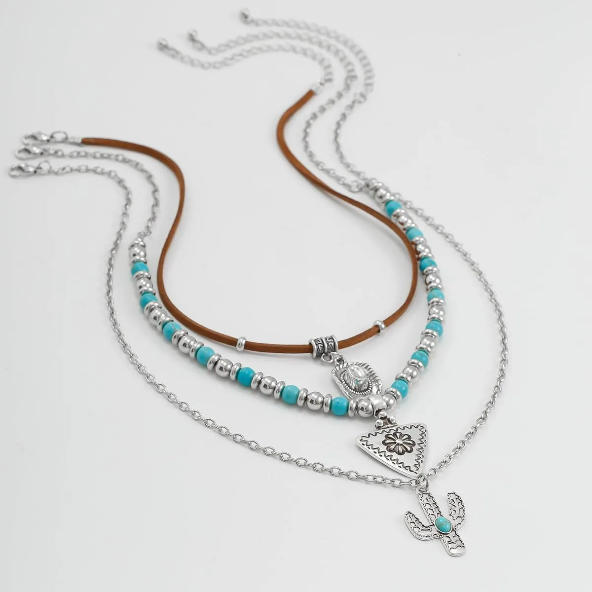 Western Necklaces for Women Turquoise Beaded Layered Chain Necklaces Boho Cowgirl Hat Boots Pendant Western Necklace Country Concert Cowgirl Dresses Accessories