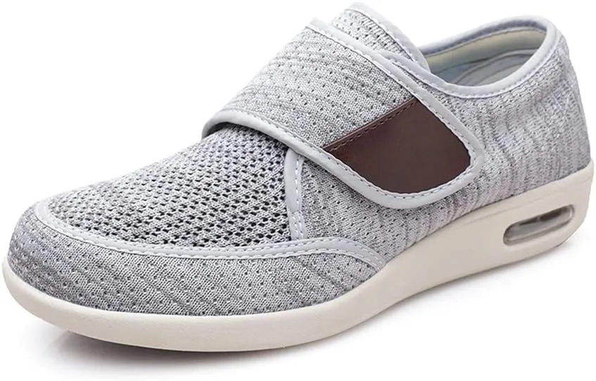 Wide Shoes with Adjustable Strap, Diabetic Shoes for Swollen Feet Easy Put On/Off Shoes for Seniors
