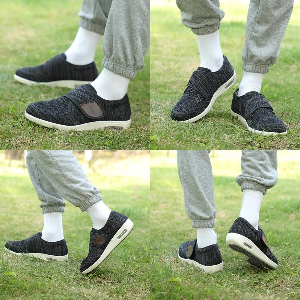 Wide Shoes with Adjustable Strap, Diabetic Shoes for Swollen Feet Easy Put On/Off Shoes for Seniors