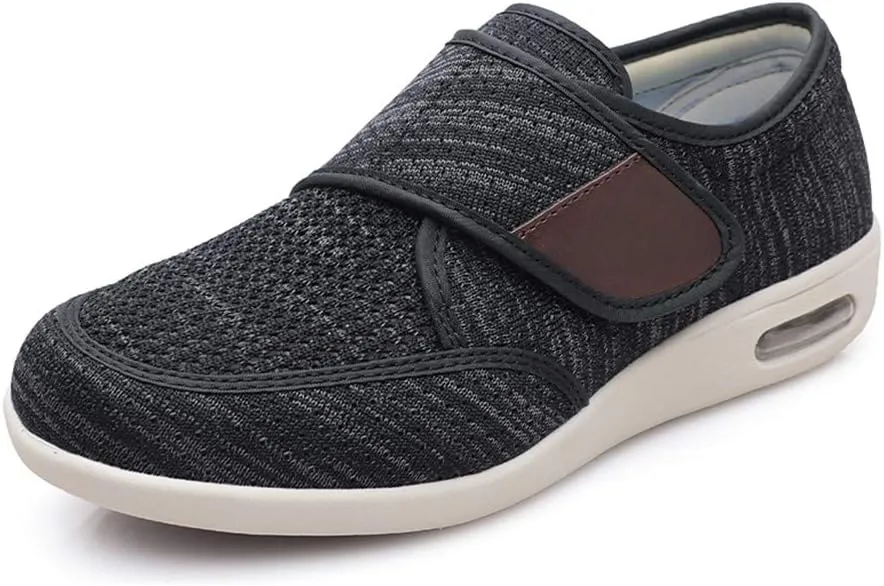 Wide Shoes with Adjustable Strap, Diabetic Shoes for Swollen Feet Easy Put On/Off Shoes for Seniors
