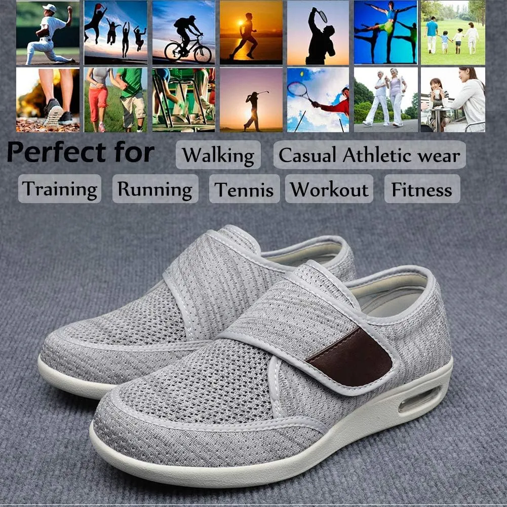 Wide Shoes with Adjustable Strap, Diabetic Shoes for Swollen Feet Easy Put On/Off Shoes for Seniors