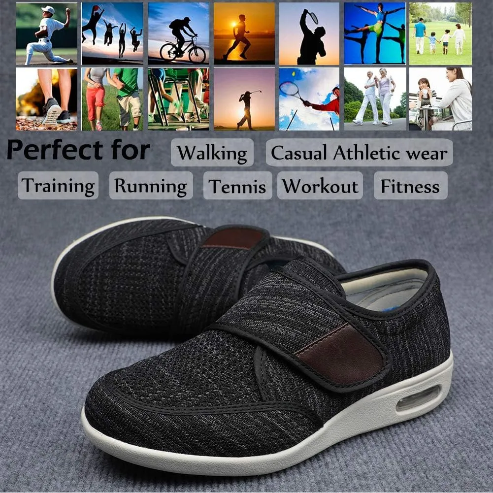 Wide Shoes with Adjustable Strap, Diabetic Shoes for Swollen Feet Easy Put On/Off Shoes for Seniors