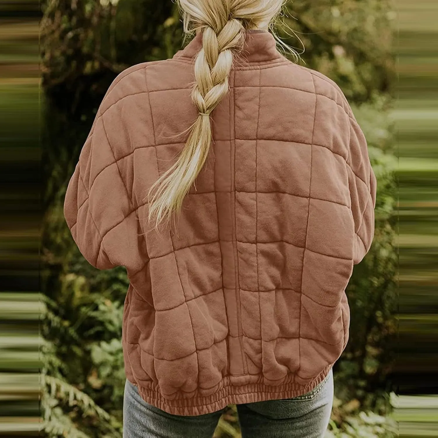 Winter Coats for Women Warm Coat Loose Plain Quilted Coat Stand Collar Zip Up Jacket Women Casual Jacket