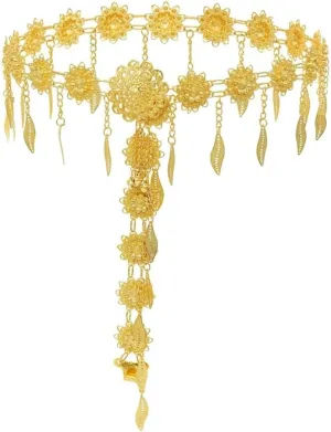 Women Body Chains Carved Flower Charms Bohemian Ethnic Body Jewelry Beach Bikini Belly Chains