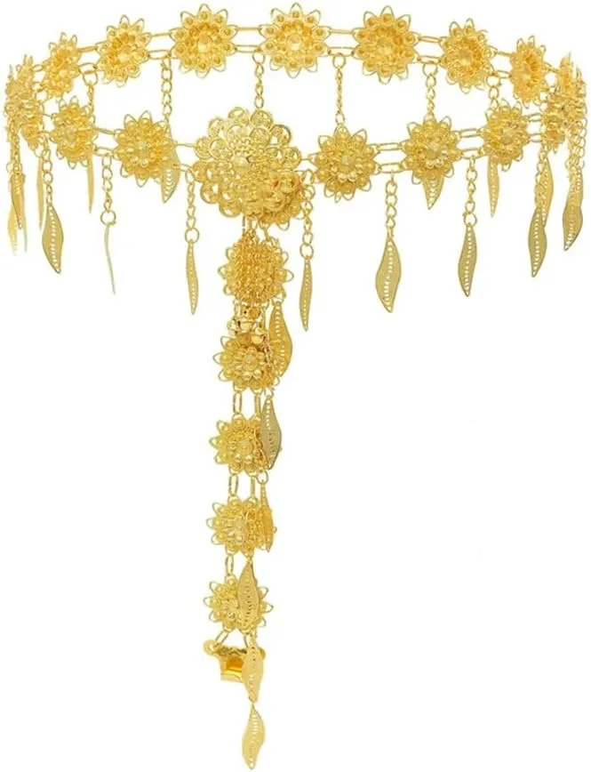Women Body Chains Carved Flower Charms Bohemian Ethnic Body Jewelry Beach Bikini Belly Chains