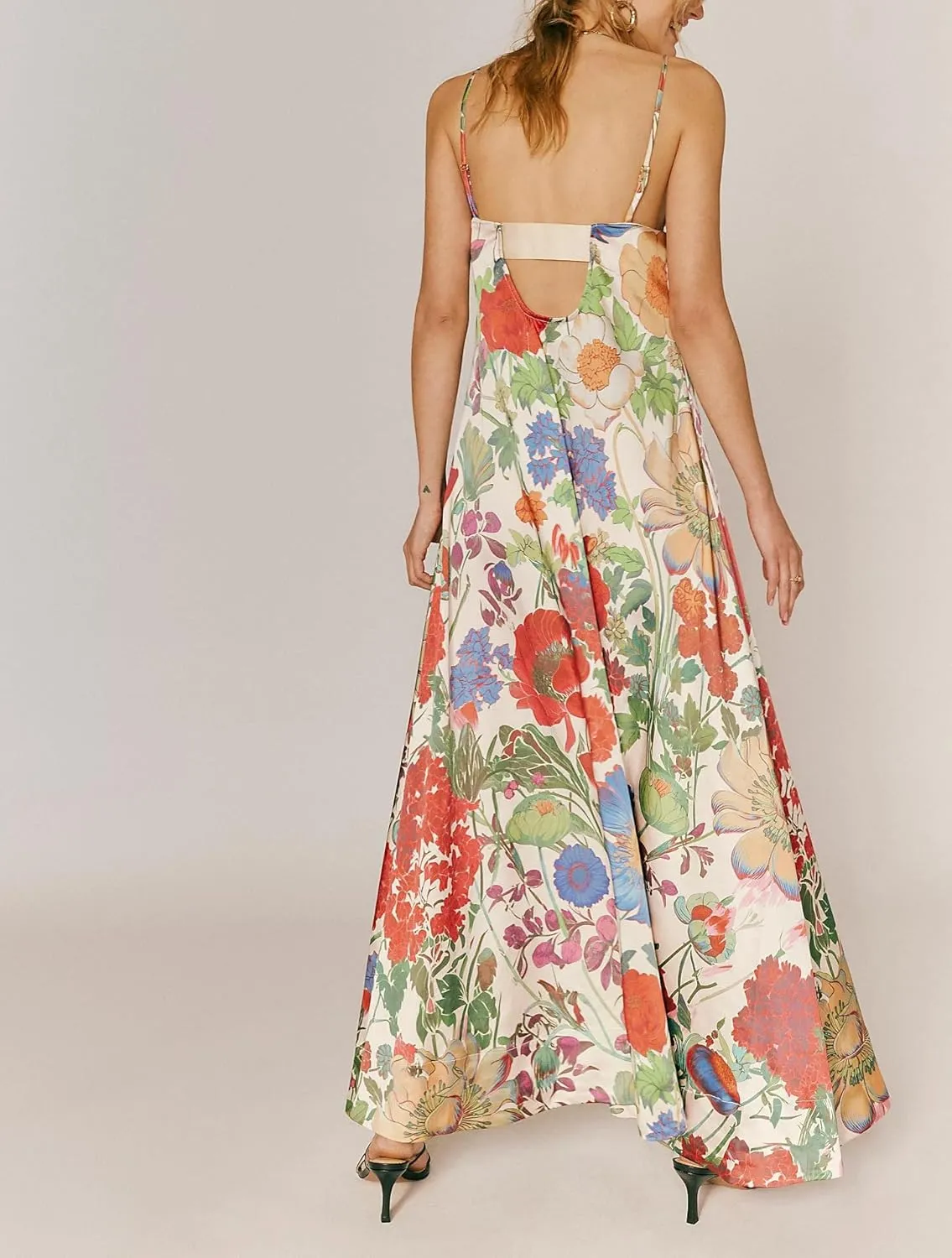 Women Boho Spaghetti Strap Maxi Dress Y2k Floral Sleeveless Long Dress 2025 Summer Beach Vacation Sundress Beachwear