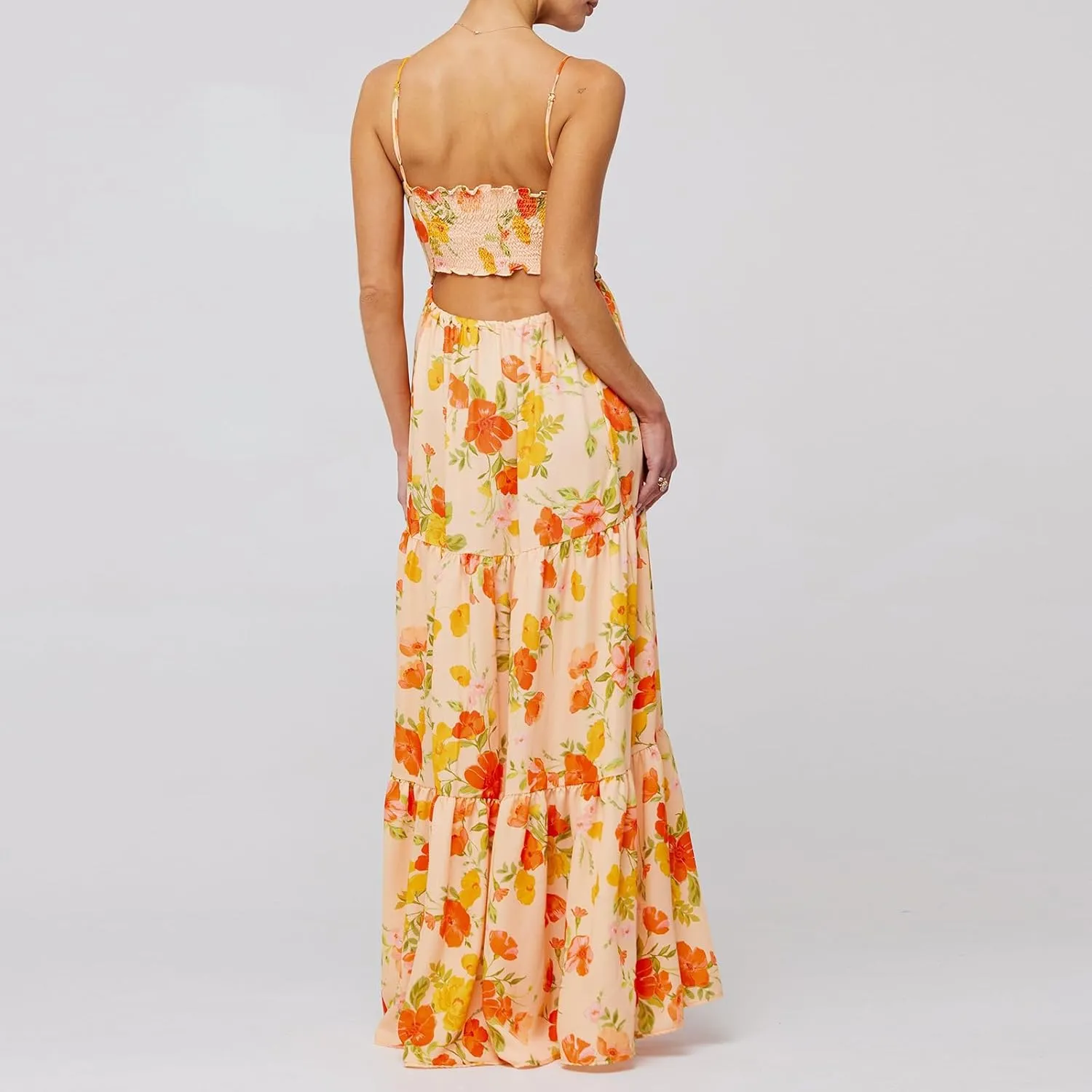 Women Boho Spaghetti Strap Maxi Dress Y2k Floral Sleeveless Long Dress 2025 Summer Beach Vacation Sundress Beachwear