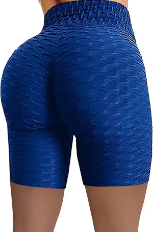 Women Workout Shorts Brazilian Textured Booty Leggings Shorts High Waisted Workout Scrunch Bottom Shorts