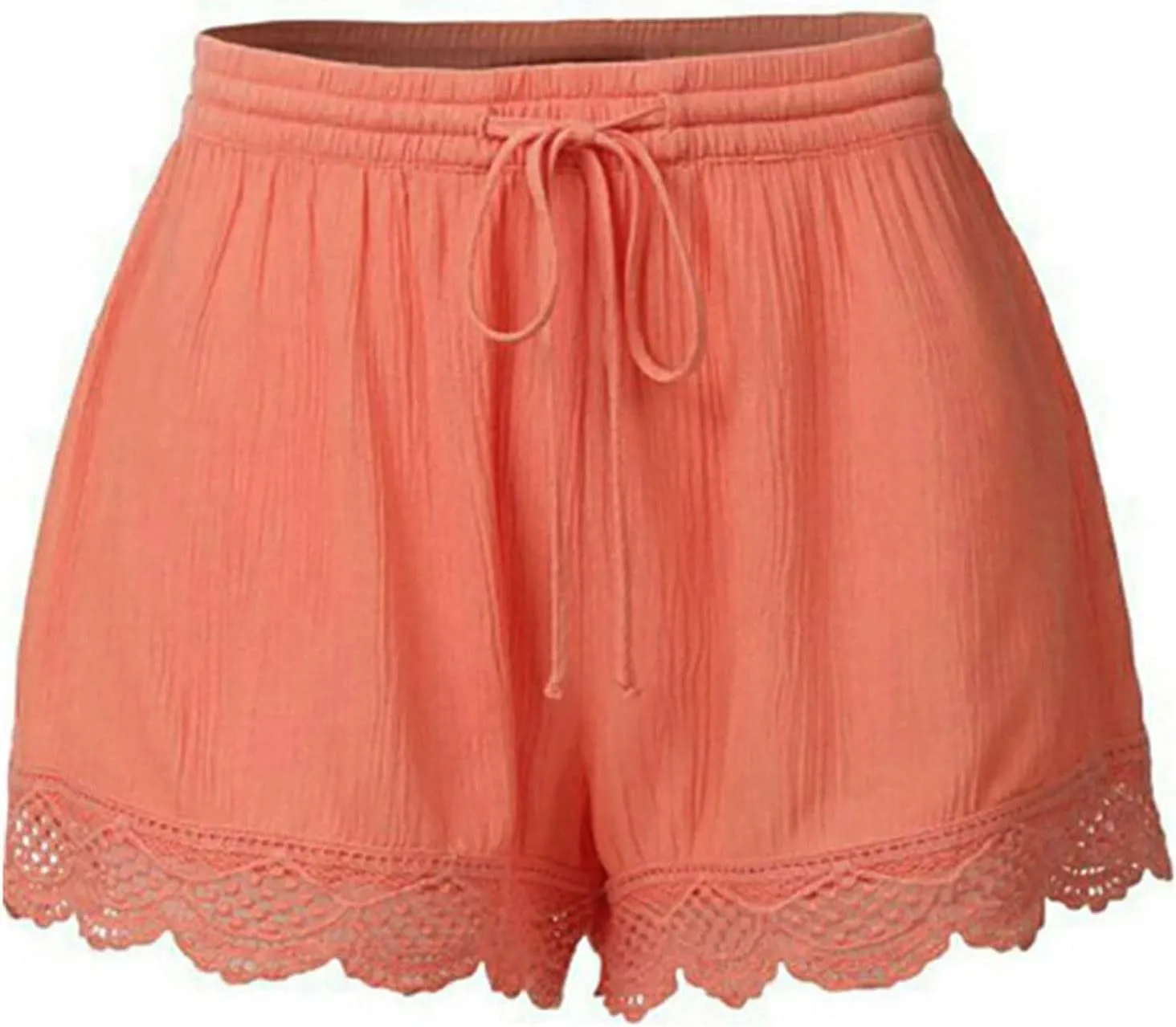 Women's 2024 Casual Shorts Elastic Drawstring Waist Lightweight Short Trousers Comfy Breathable Athletic Shorts Lace Homewear