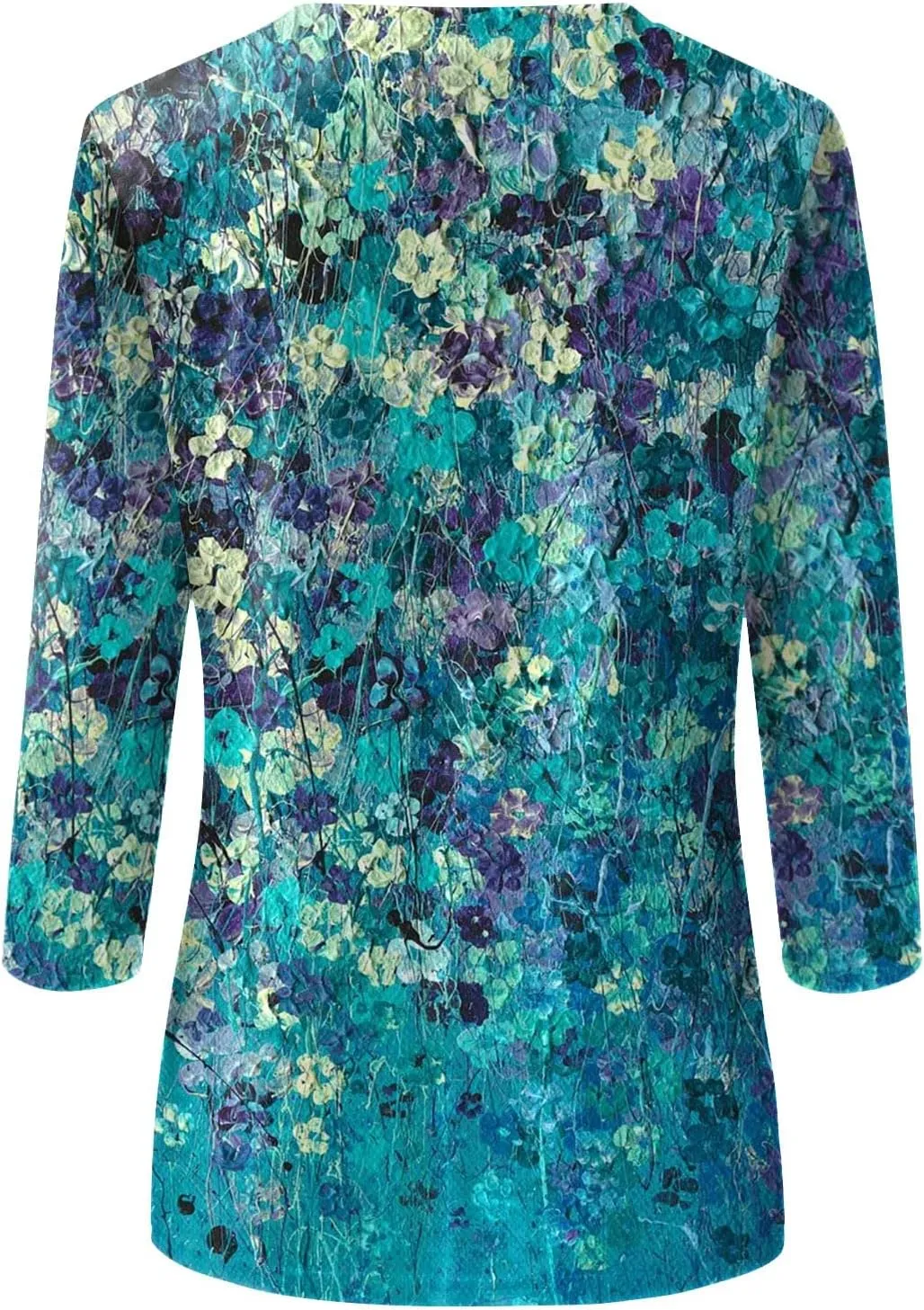Womens 3/4 Sleeve Tops 2025 Summer Print Round Neck Shirts Loose Fit Three Quarter Sleeve Tshirts