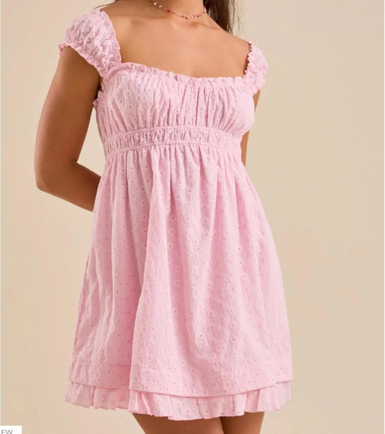 Womens Babydoll Mini Dress Y2K Sleeveless Square Neck Lace A-Line Ruffle Flowy Short Summer Beach Dress