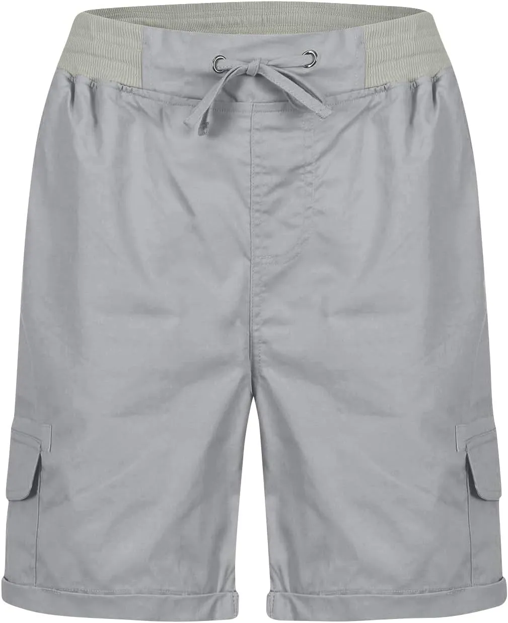 Womens Cargo Shorts 2024 Summer Casual Elastic High Waisted Drawstring Shorts Dressy Cotton Short Pants with Pocket