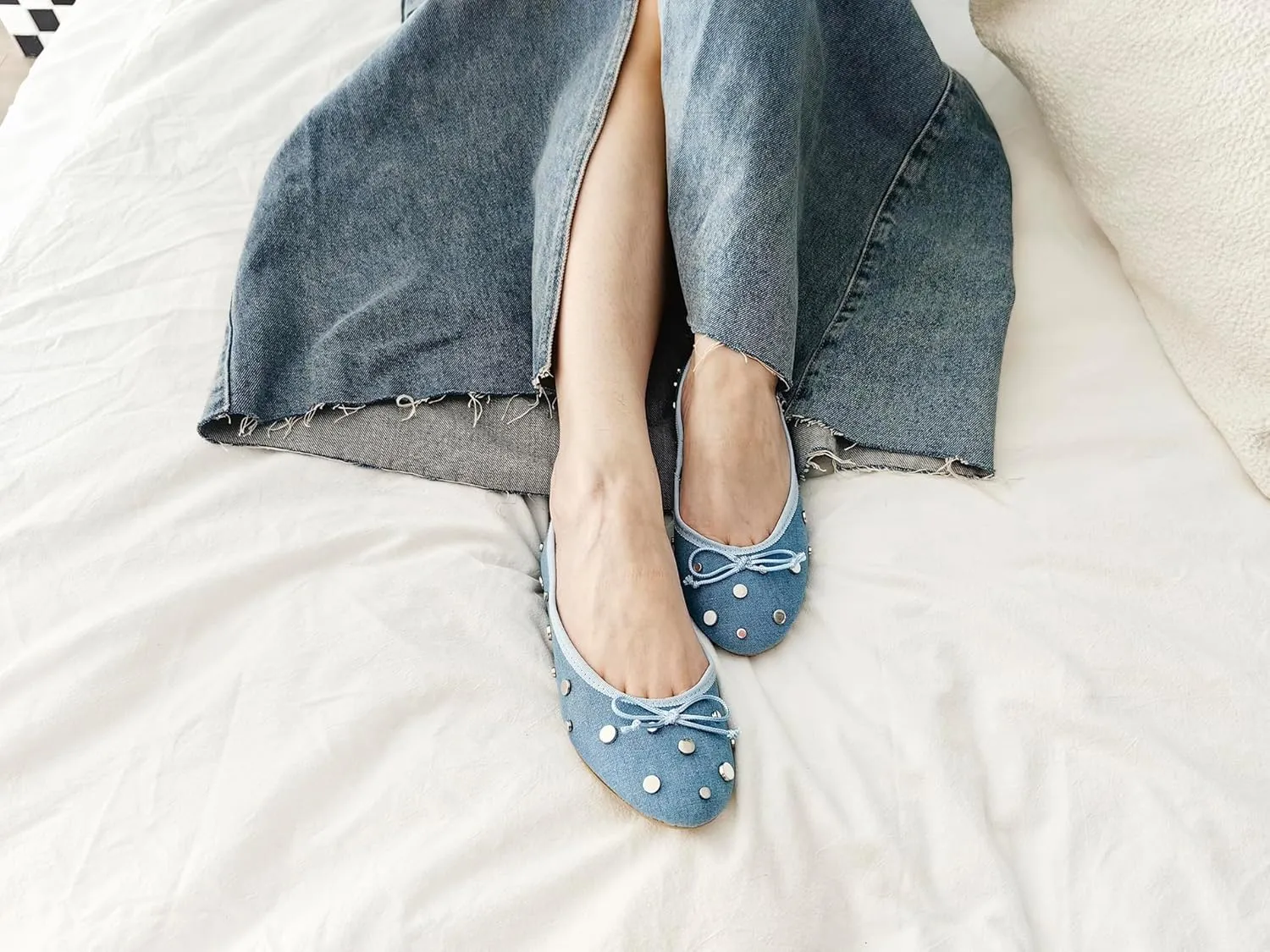 Women's Colorful Printing Ballet Flats Memory Foam Cushioned Floral Soft Slip On