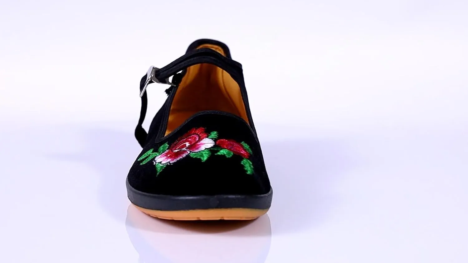 Womens Cotton Mary Jane Shoes China Doll Ballet Flats Shoes,Black