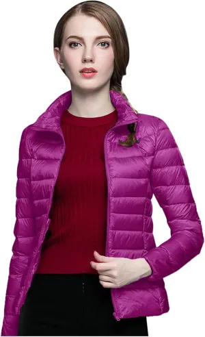 Women's Down Jackets & Parkas Warm Packable Lightweight Winter Quilted Jacket Stand Collar Slim Fit Cropped Puffer Jackets