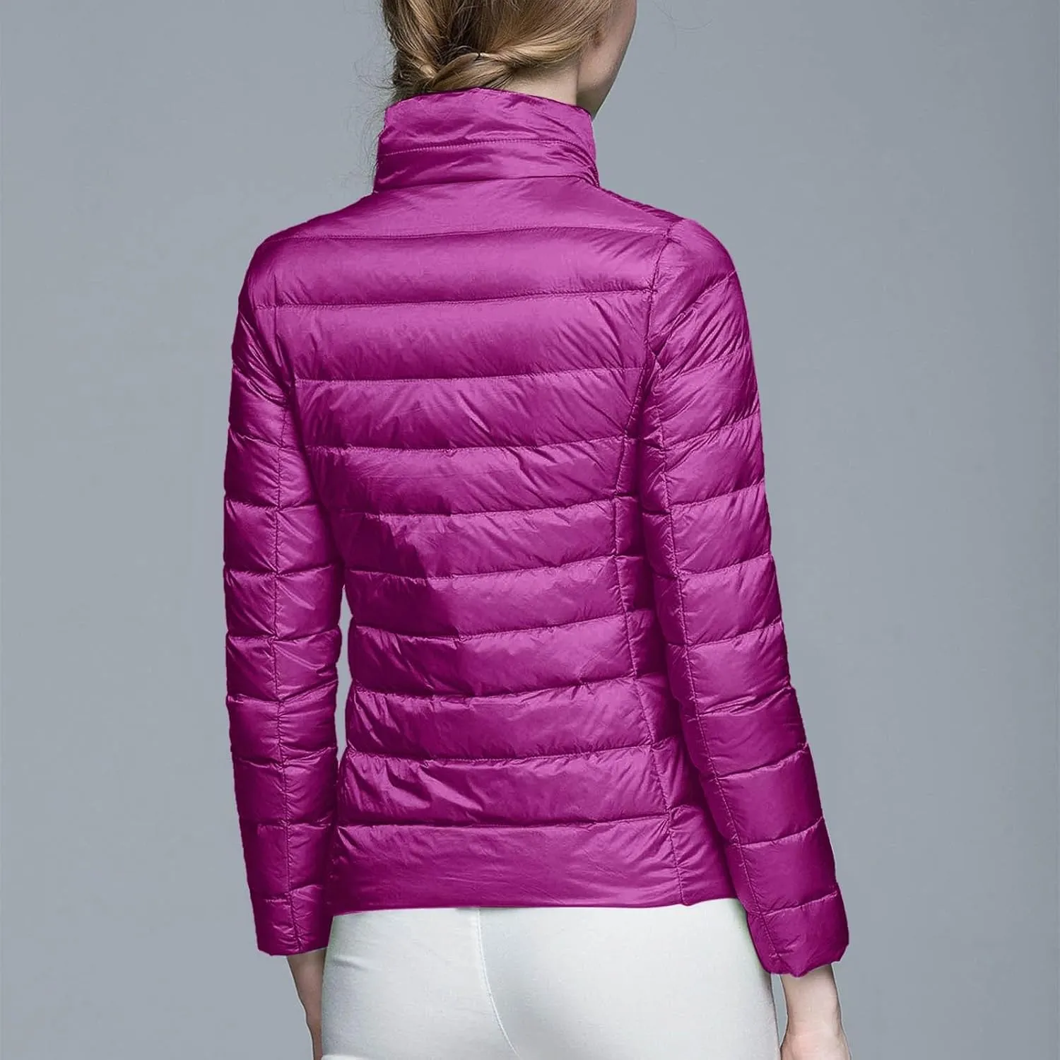 Women's Down Jackets & Parkas Warm Packable Lightweight Winter Quilted Jacket Stand Collar Slim Fit Cropped Puffer Jackets
