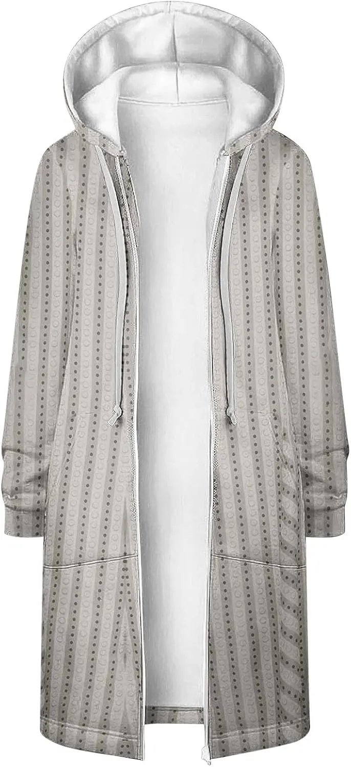 Womens Fall Jackets 2024 Vintage Striped Baggy Hoodies Long Sleeve Winter Coats Loose Fitted Tops Outerwear