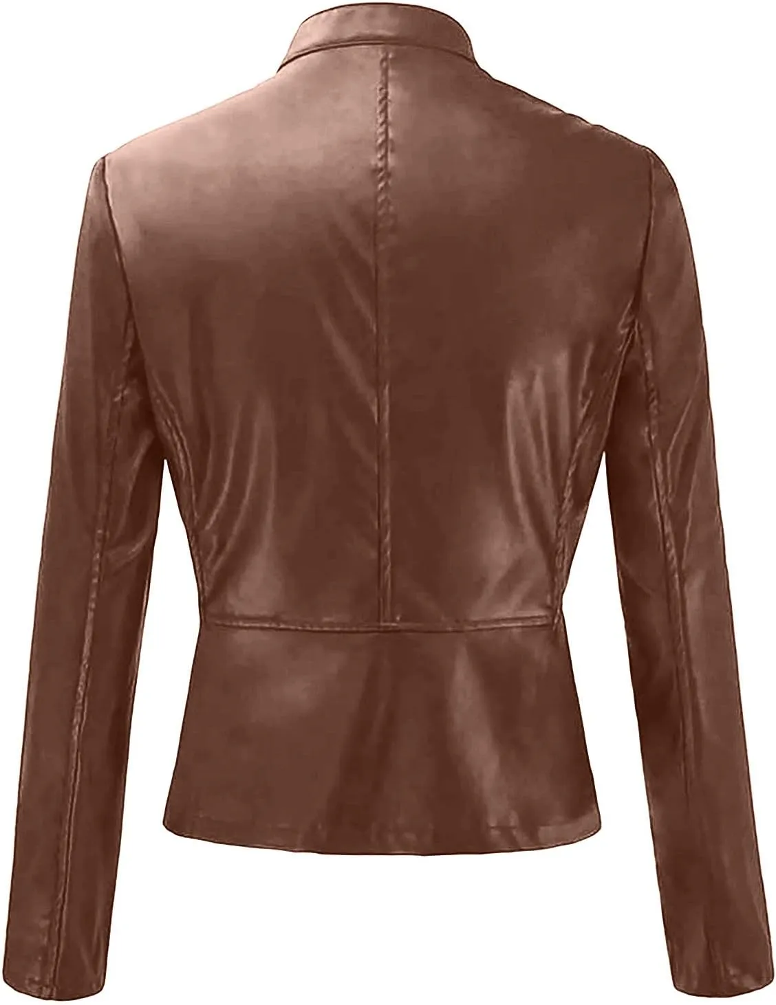 Womens Faux Leather Jacket 2024 Fashion Fall Clothes Zip Up Cropped Jackets Lightweight Motorcycle Biker Coats