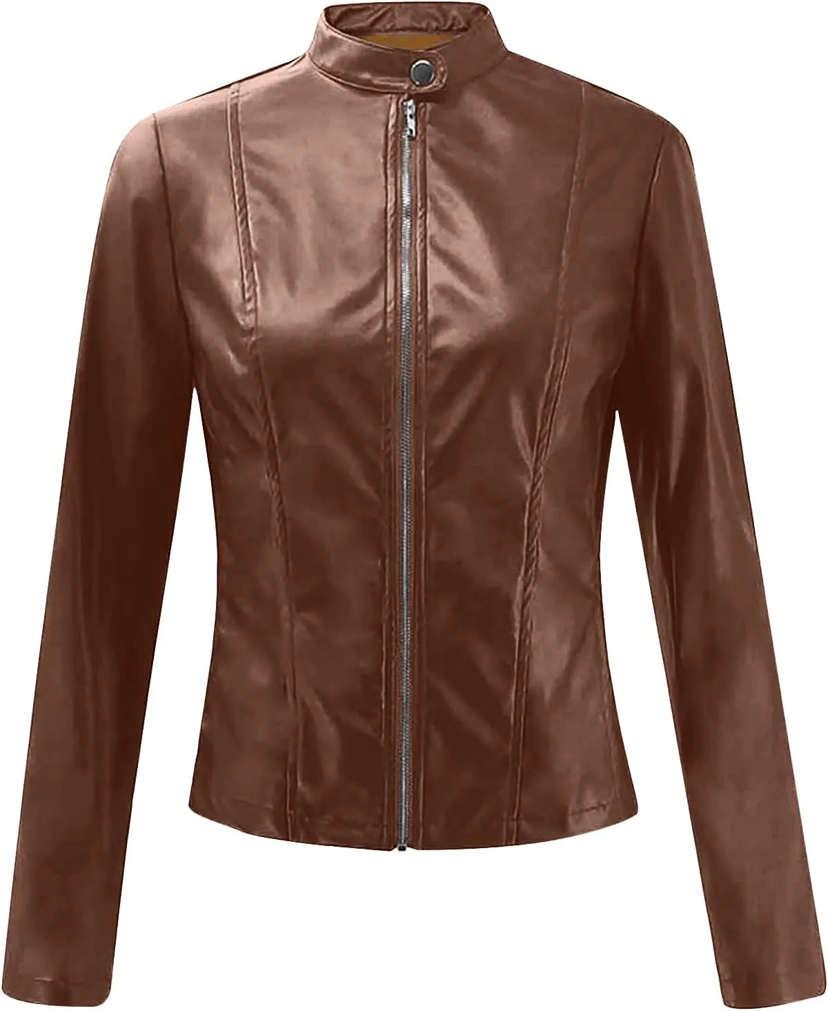 Womens Faux Leather Jacket 2024 Fashion Fall Clothes Zip Up Cropped Jackets Lightweight Motorcycle Biker Coats