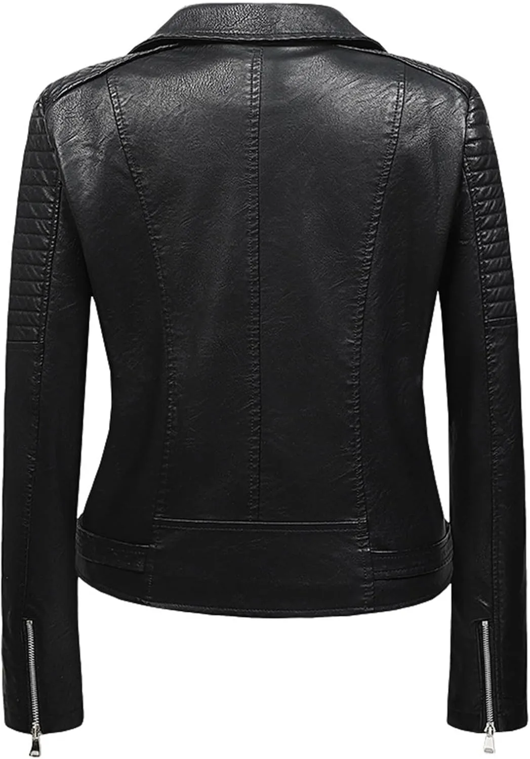 Women's Faux Leather Jacket Spring Fall Clothes Trendy Motorcycle Biker Coat Long Sleeve Zip Up PU Moto Biker Jackets