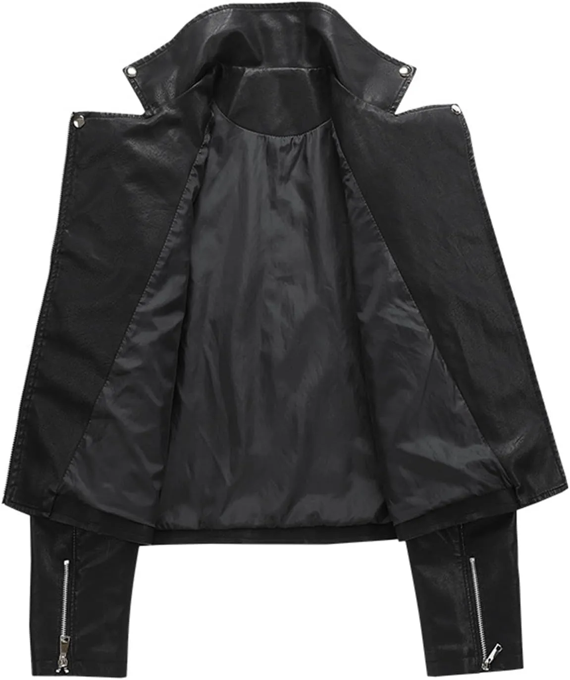 Women's Faux Leather Jacket Spring Fall Clothes Trendy Motorcycle Biker Coat Long Sleeve Zip Up PU Moto Biker Jackets