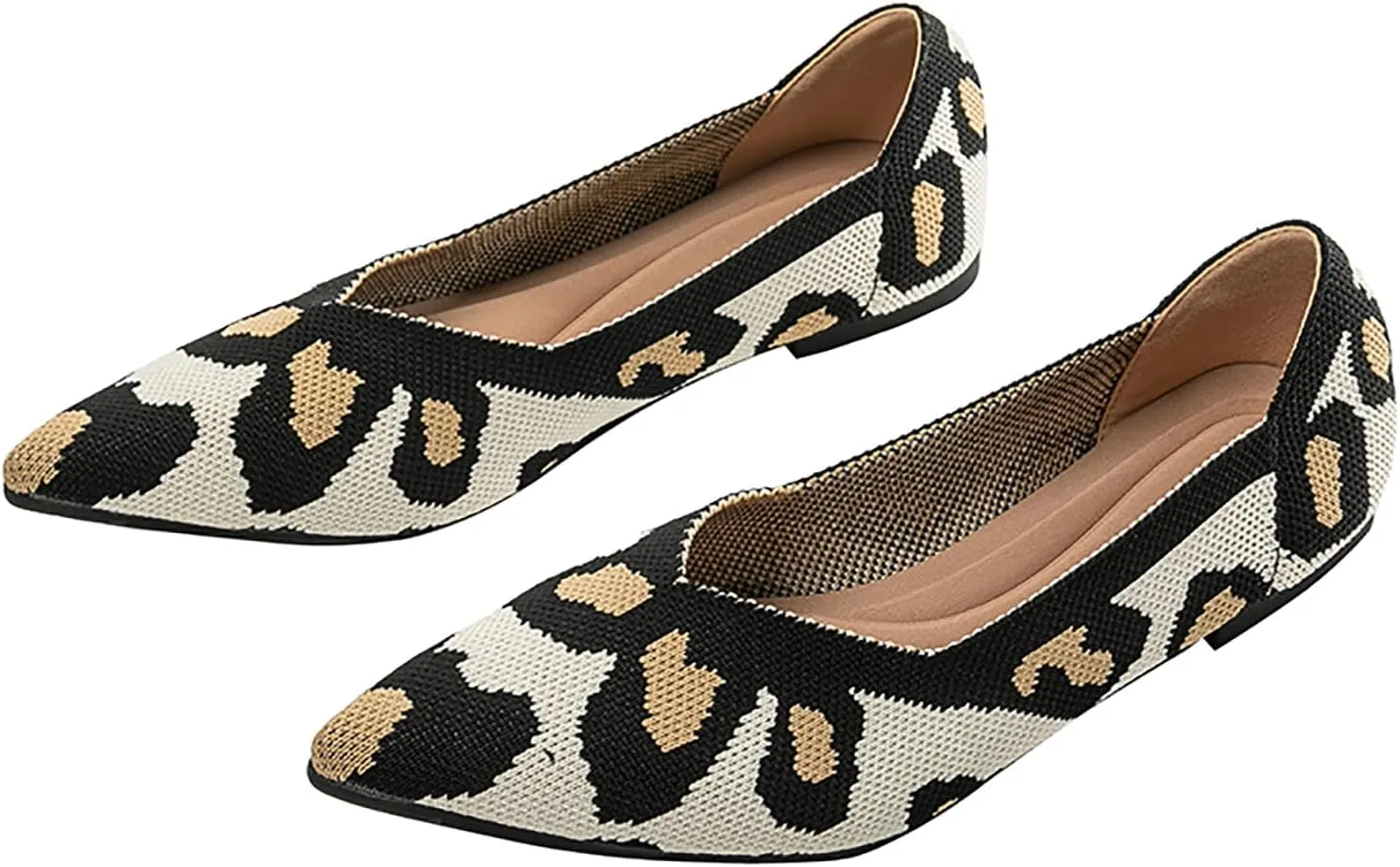 Women's Flats Shoes Pointed Toe Knit Ballet Comfortable Dressy Slip On Flat Classic Ballet Office Work Shoes