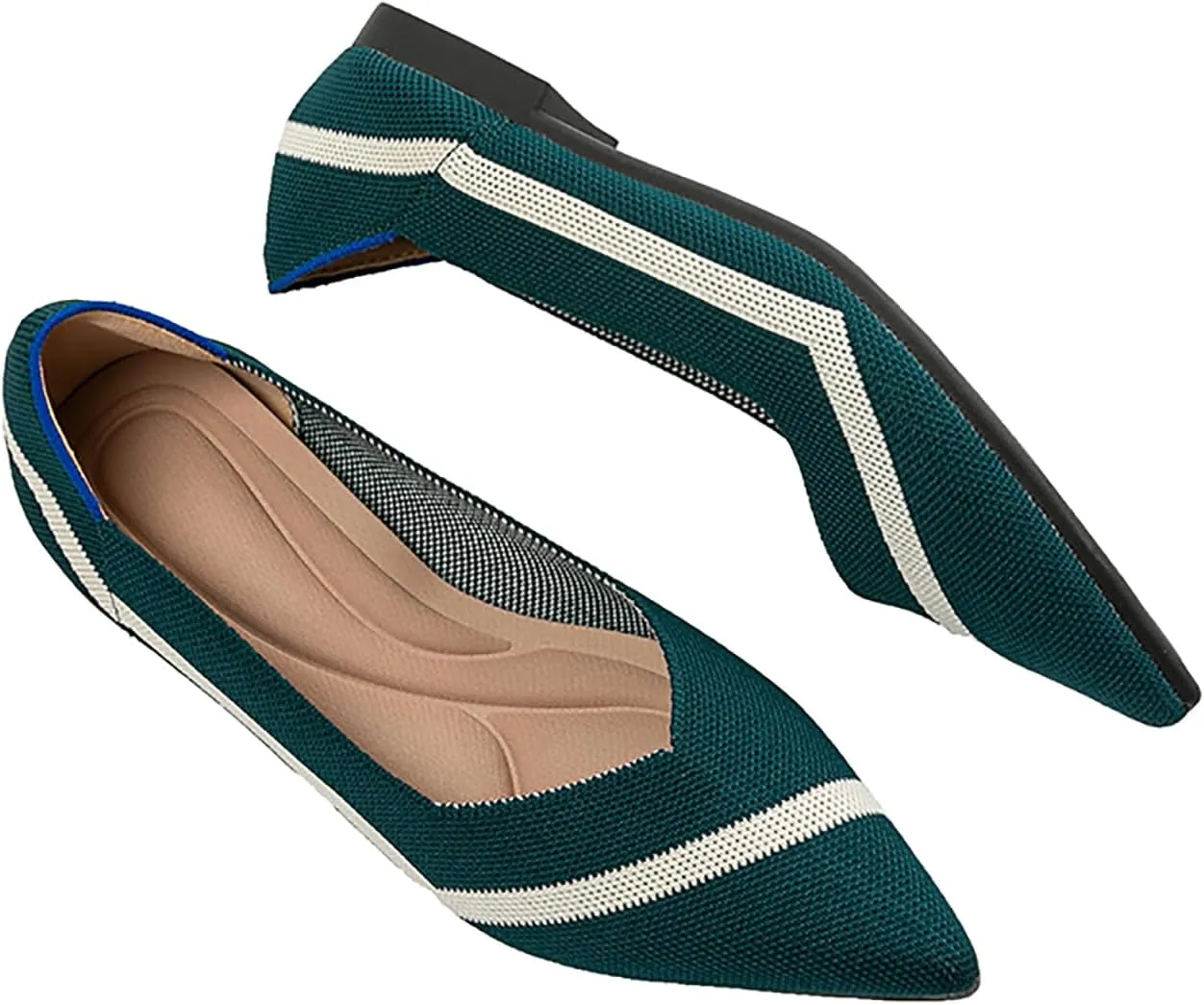 Women's Flats Shoes Pointed Toe Knit Ballet Comfortable Dressy Slip On Flat Classic Ballet Office Work Shoes
