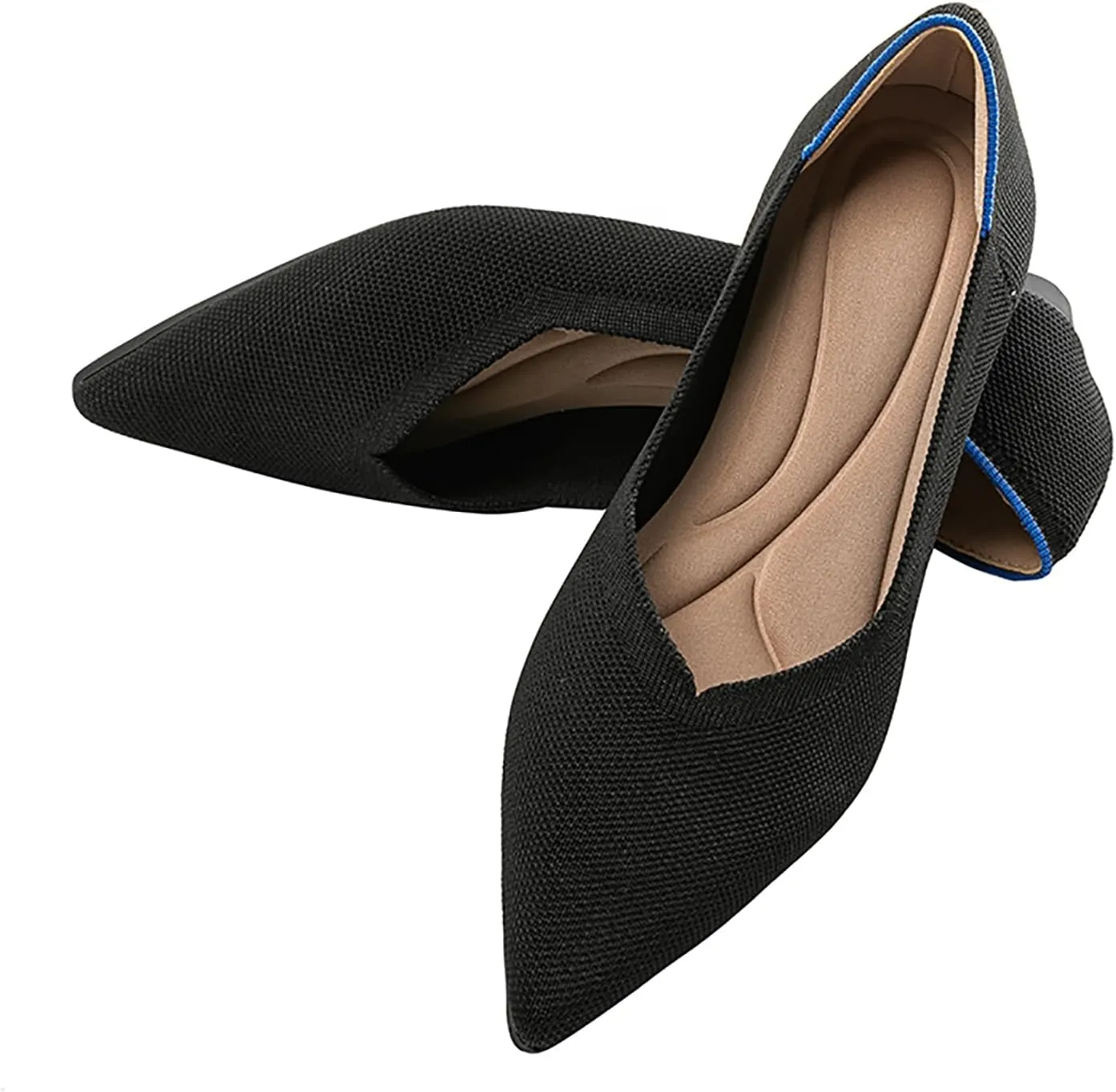 Women's Flats Shoes Pointed Toe Knit Ballet Comfortable Dressy Slip On Flat Classic Ballet Office Work Shoes
